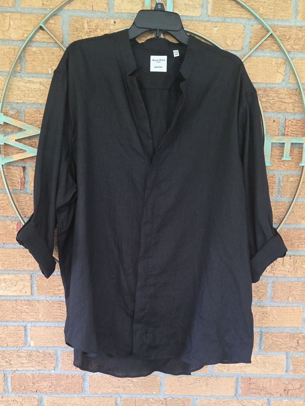 Baird McNutt Black Linen Murano Button Up Shirt Men's 2XL